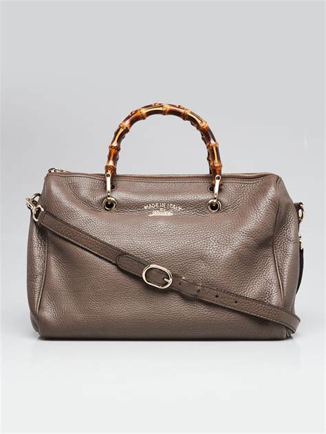 gucci grey old libeccio pebble leather strappy|Grey Pebbled Leather Bamboo Shopper Boston Bag .